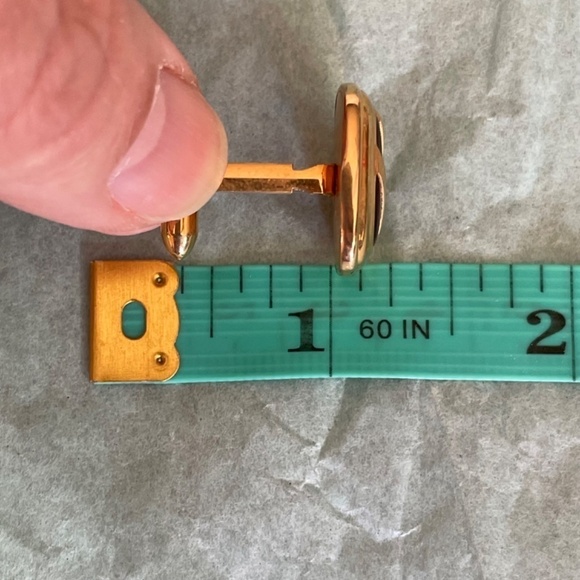 VTG Van Guard Cuff Links Rose Gold Coloring with a Garnet Colored Stone - Picture 8 of 8